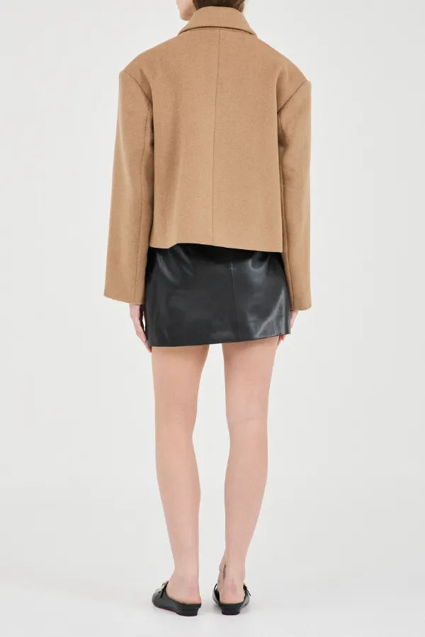 Sander Cropped Wool Coat Camel