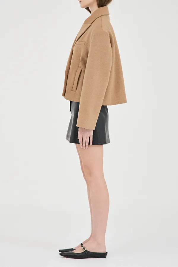 Sander Cropped Wool Coat Camel