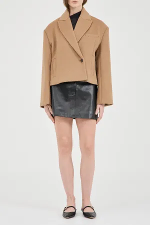 Sander Cropped Wool Coat Camel