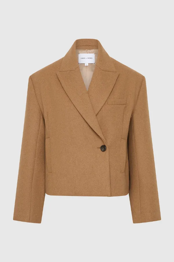 Sander Cropped Wool Coat Camel