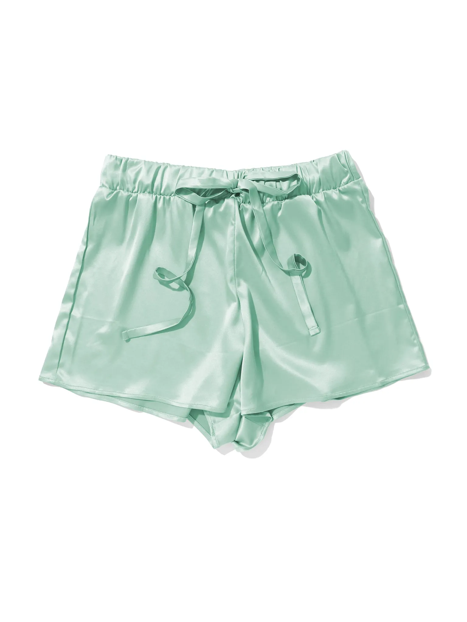Satin Sleep Drawstring Short Green Tea