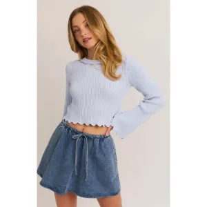 Scalloped Hem Ribbed Sweater