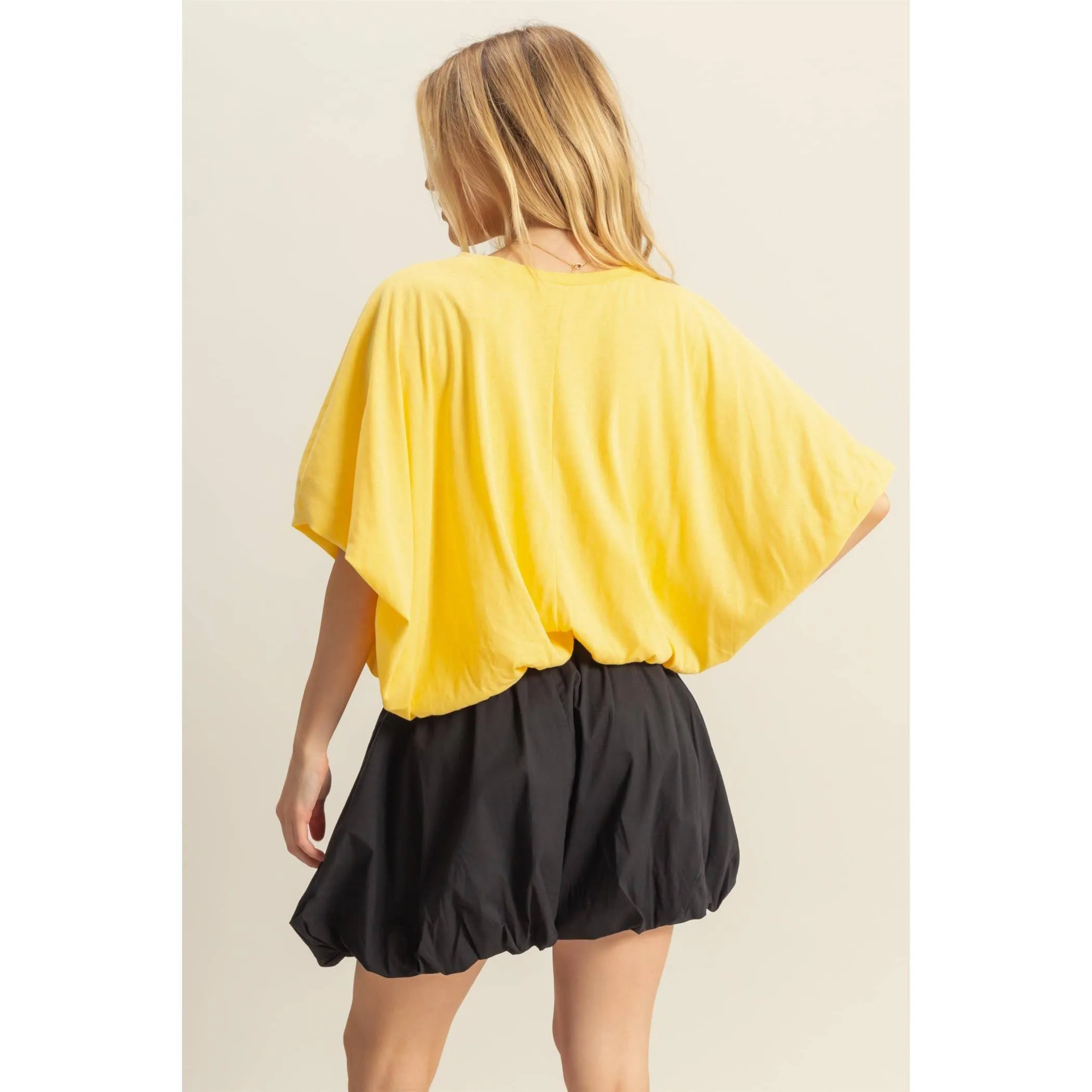 Scottie- Short Sleeve Knit Bubble Hem Top
