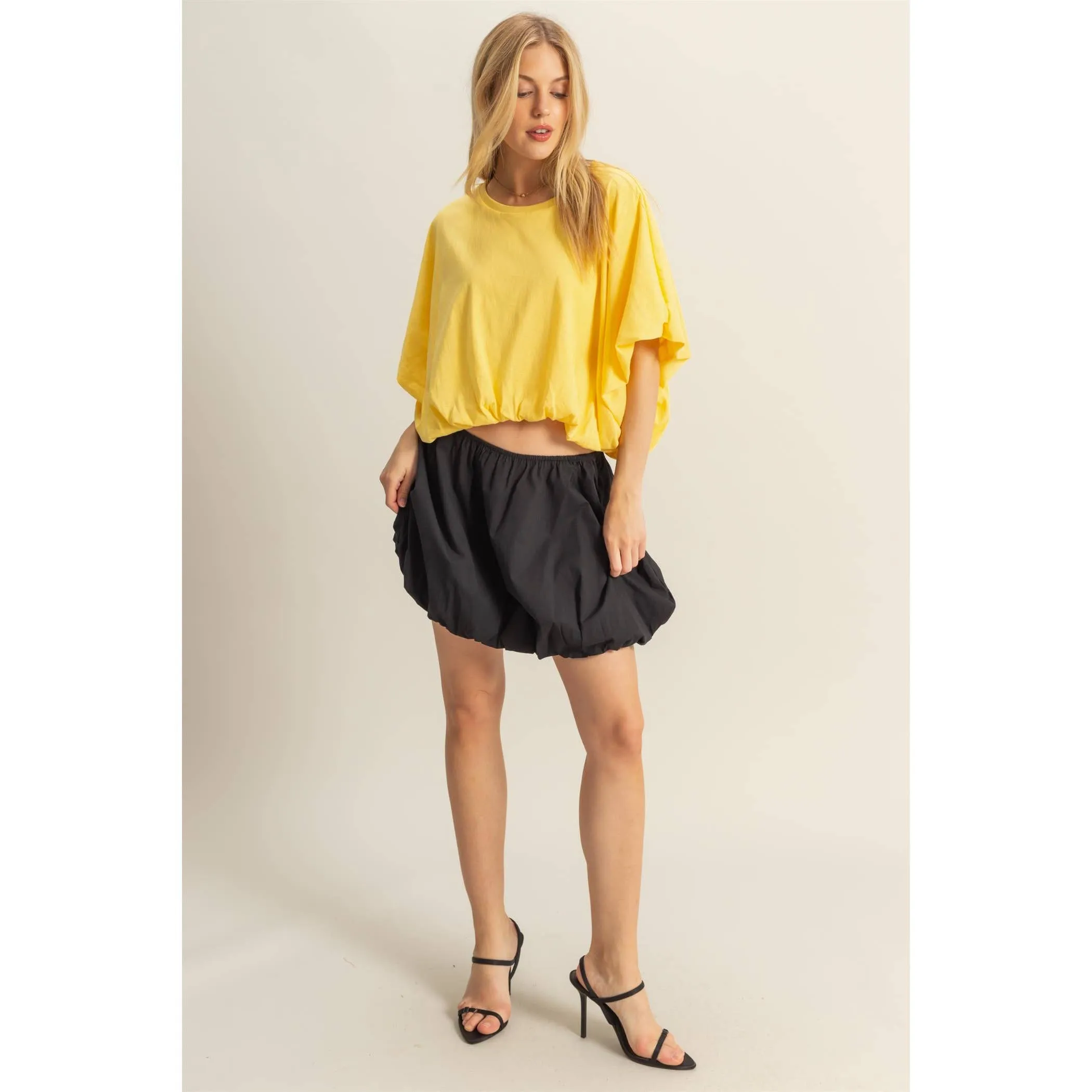 Scottie- Short Sleeve Knit Bubble Hem Top