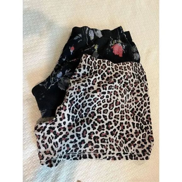 Set of 2 Victoria’s Secret Cotton Thermal floral short and leopard print pajama