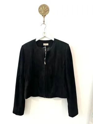 Shala Suede Leather Bolero in Black