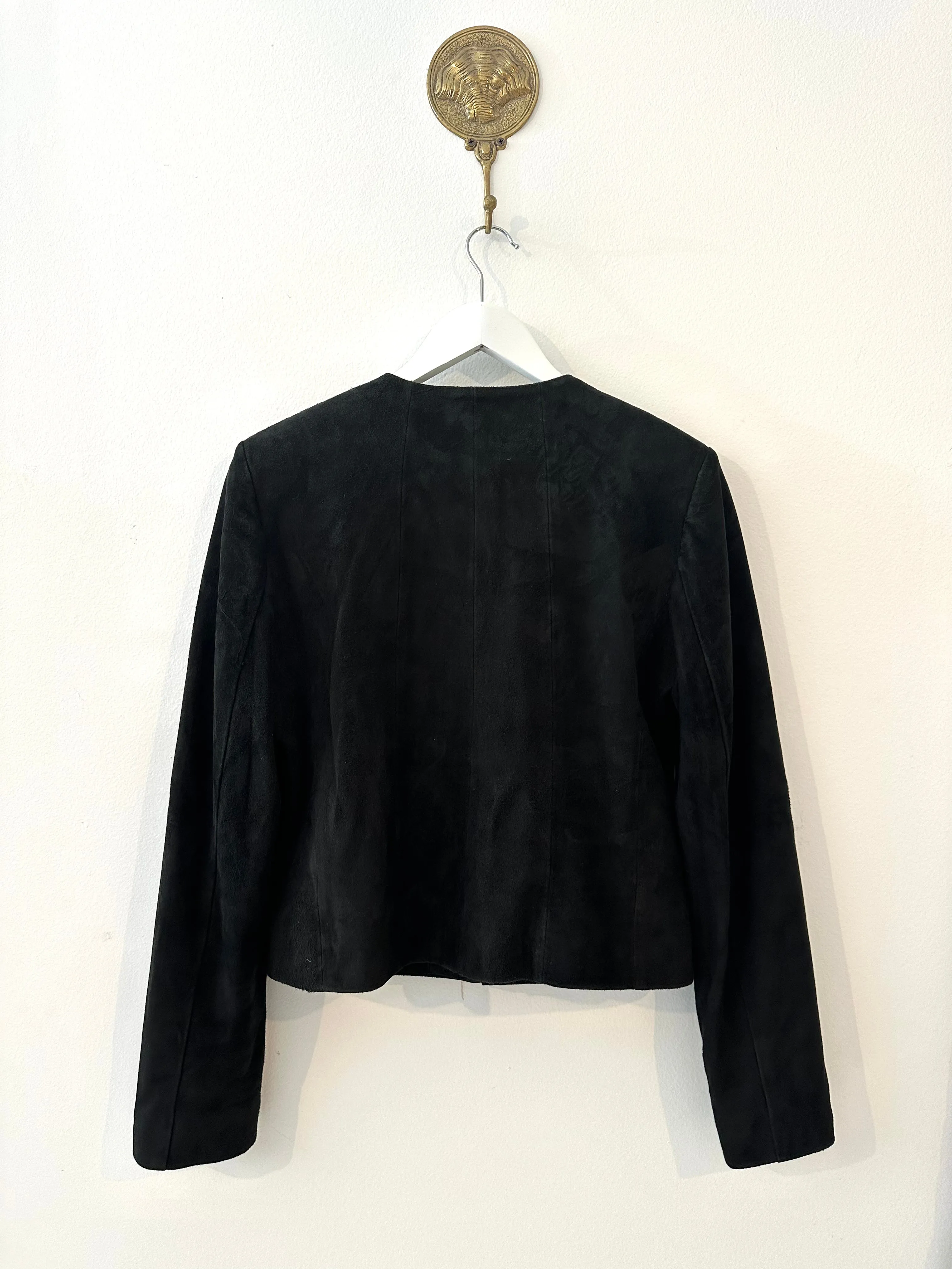 Shala Suede Leather Bolero in Black