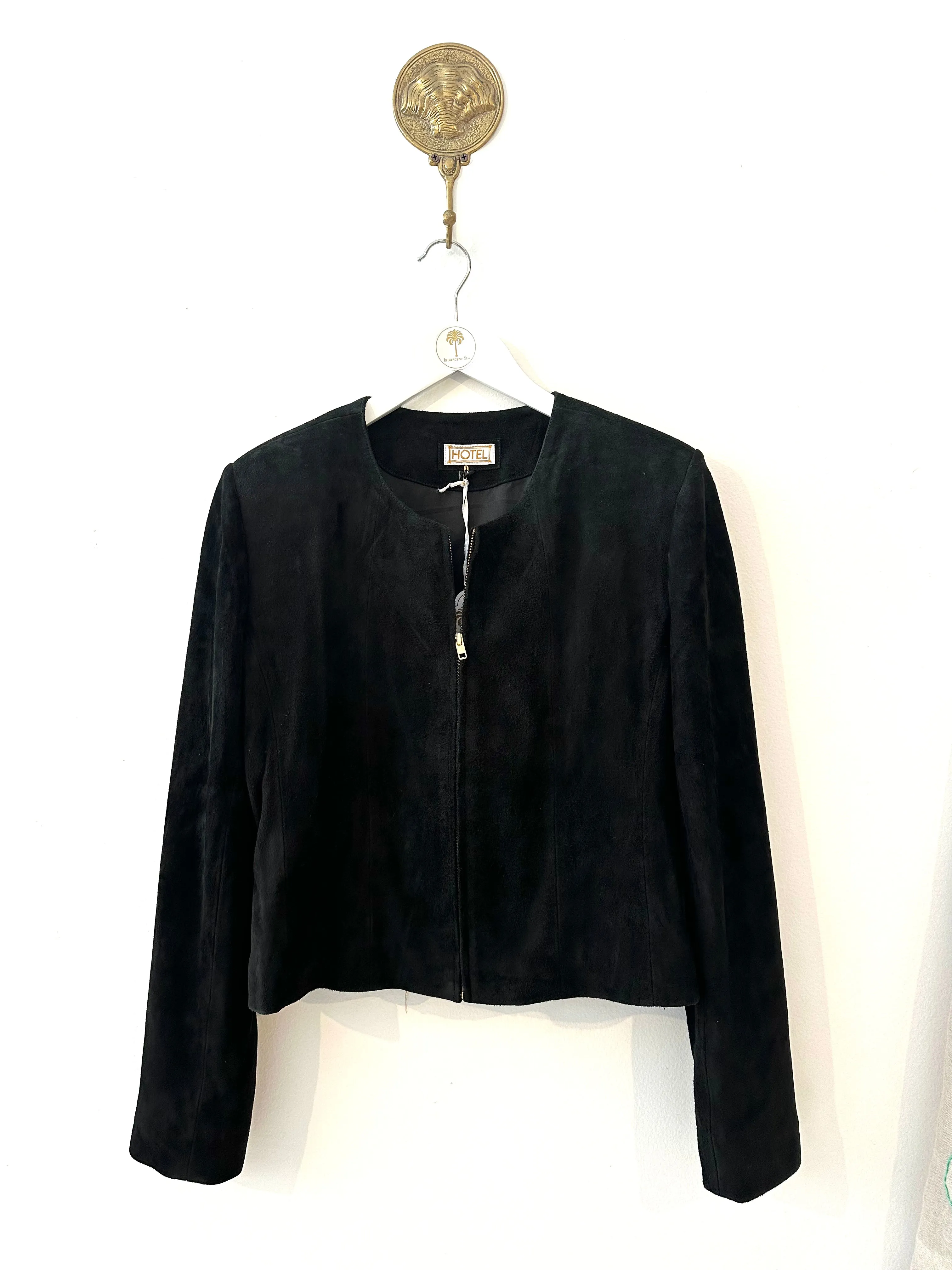 Shala Suede Leather Bolero in Black