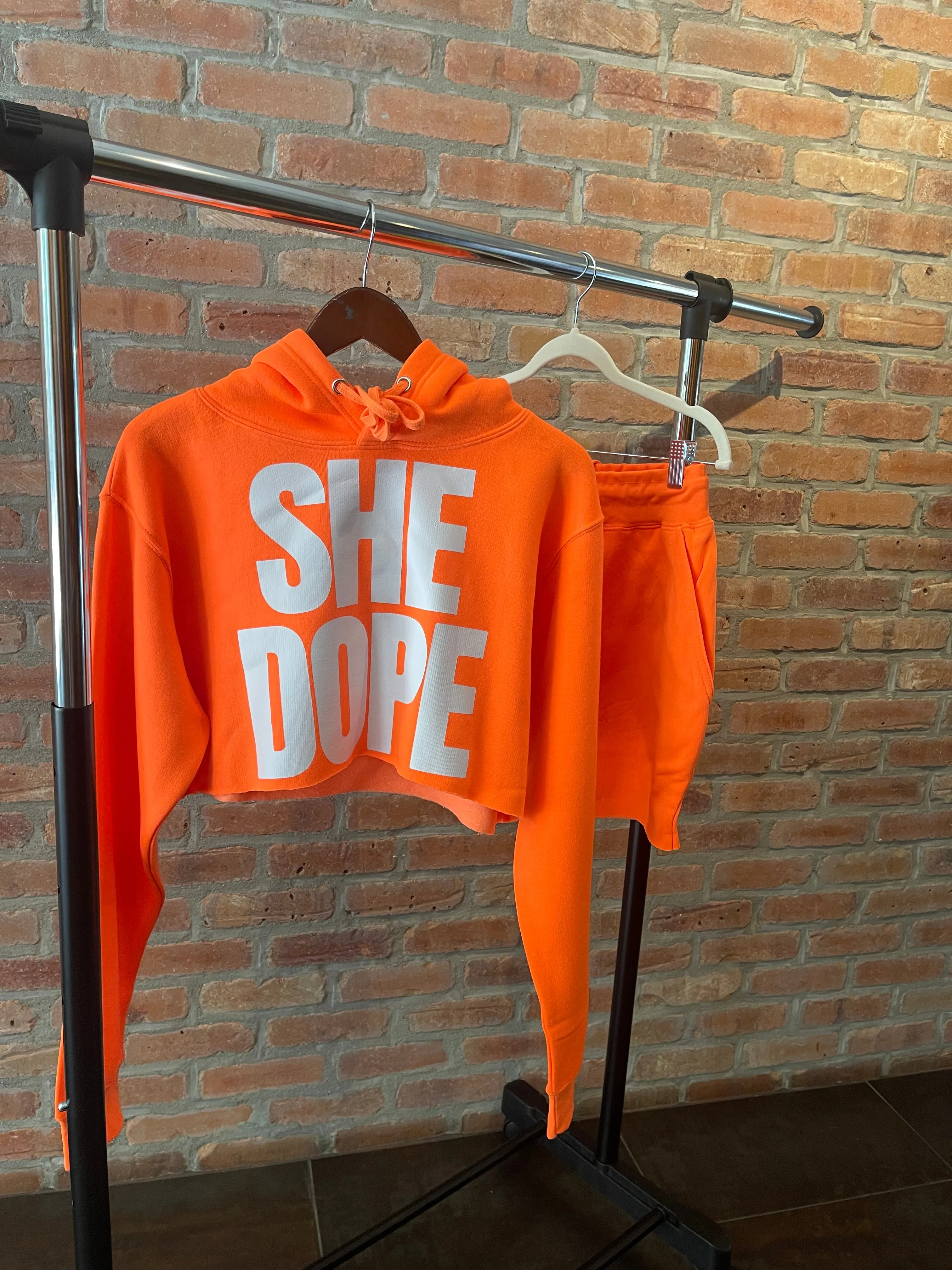 She Dope Neon Orange Short Set