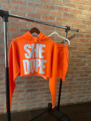 She Dope Neon Orange Short Set