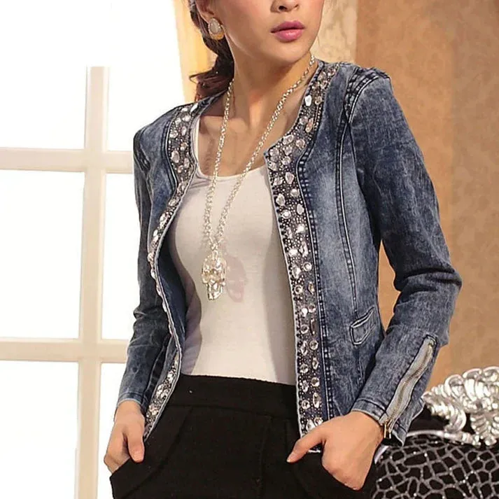 Short blue Francine zip-up jacket