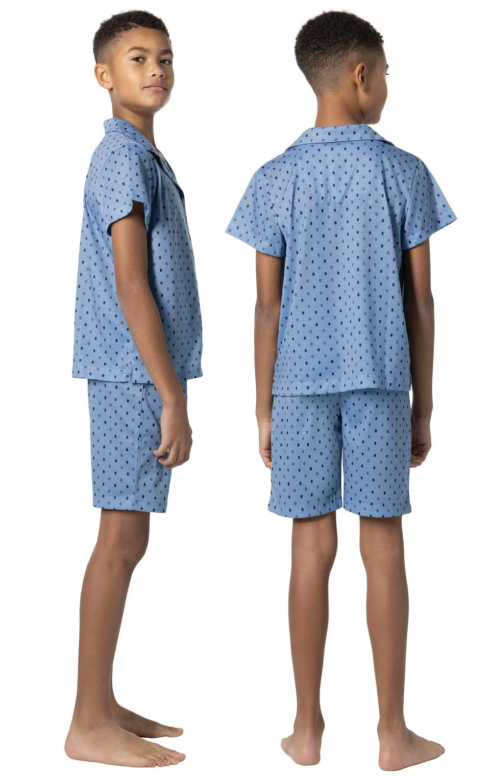 Short Sleeve Button-Front & Shorts Unisex Kids Pajamas