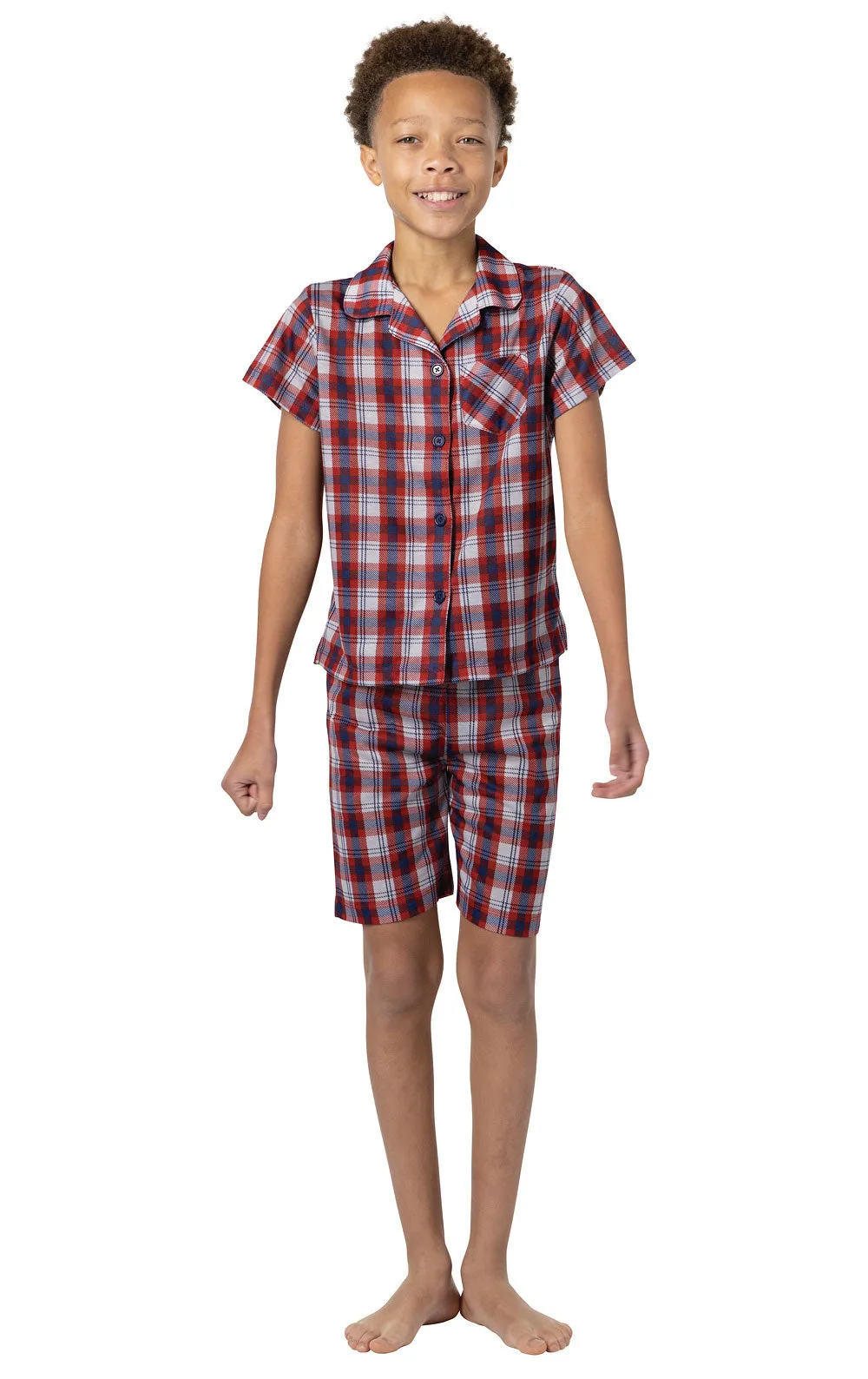Short Sleeve Button-Front & Shorts Unisex Kids Pajamas