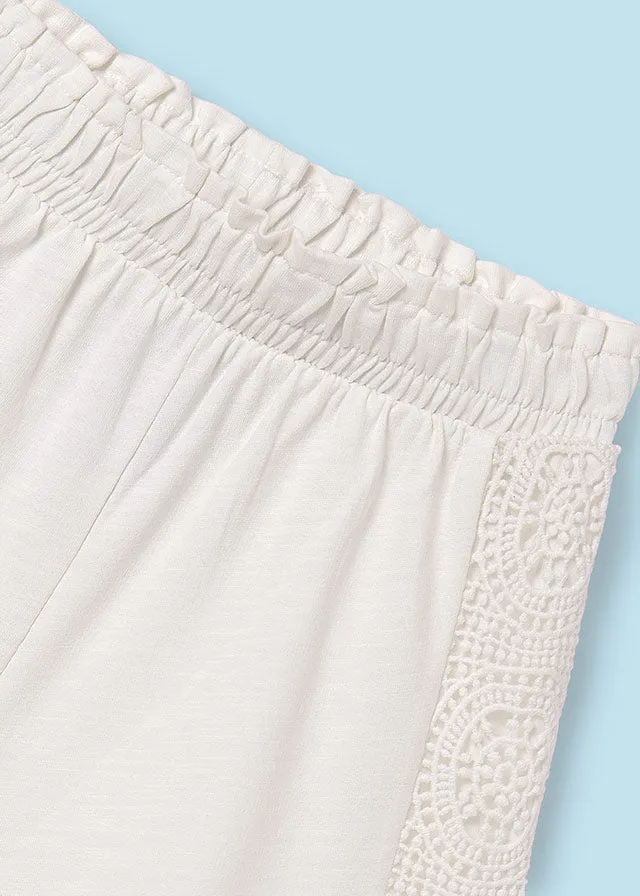 Shorts w/Crochet Detail, Natural, 6275