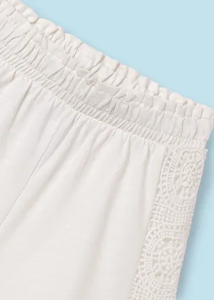 Shorts w/Crochet Detail, Natural, 6275