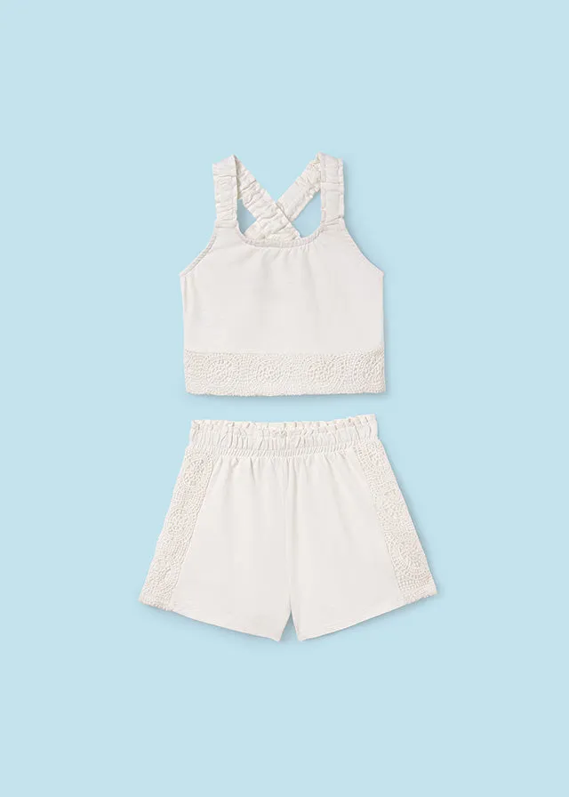 Shorts w/Crochet Detail, Natural, 6275