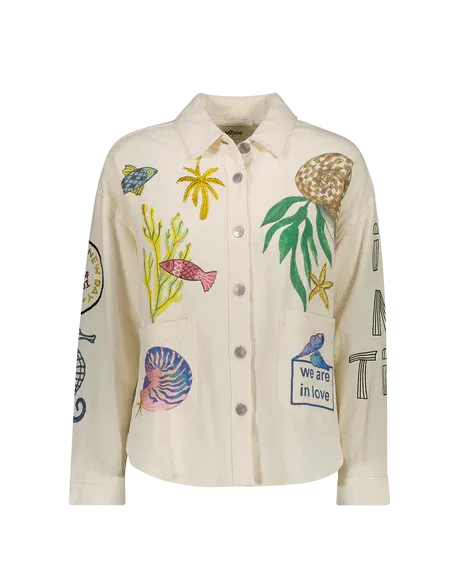Simon Printed  Cropped Jacket -Magic Ocean