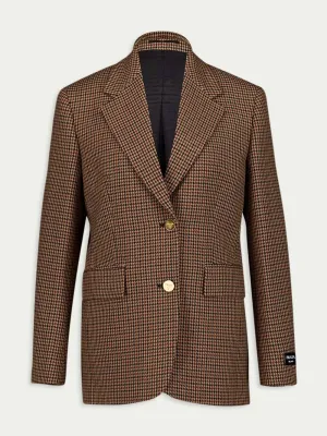 Single-Breasted Houndstooth Check Jacket
