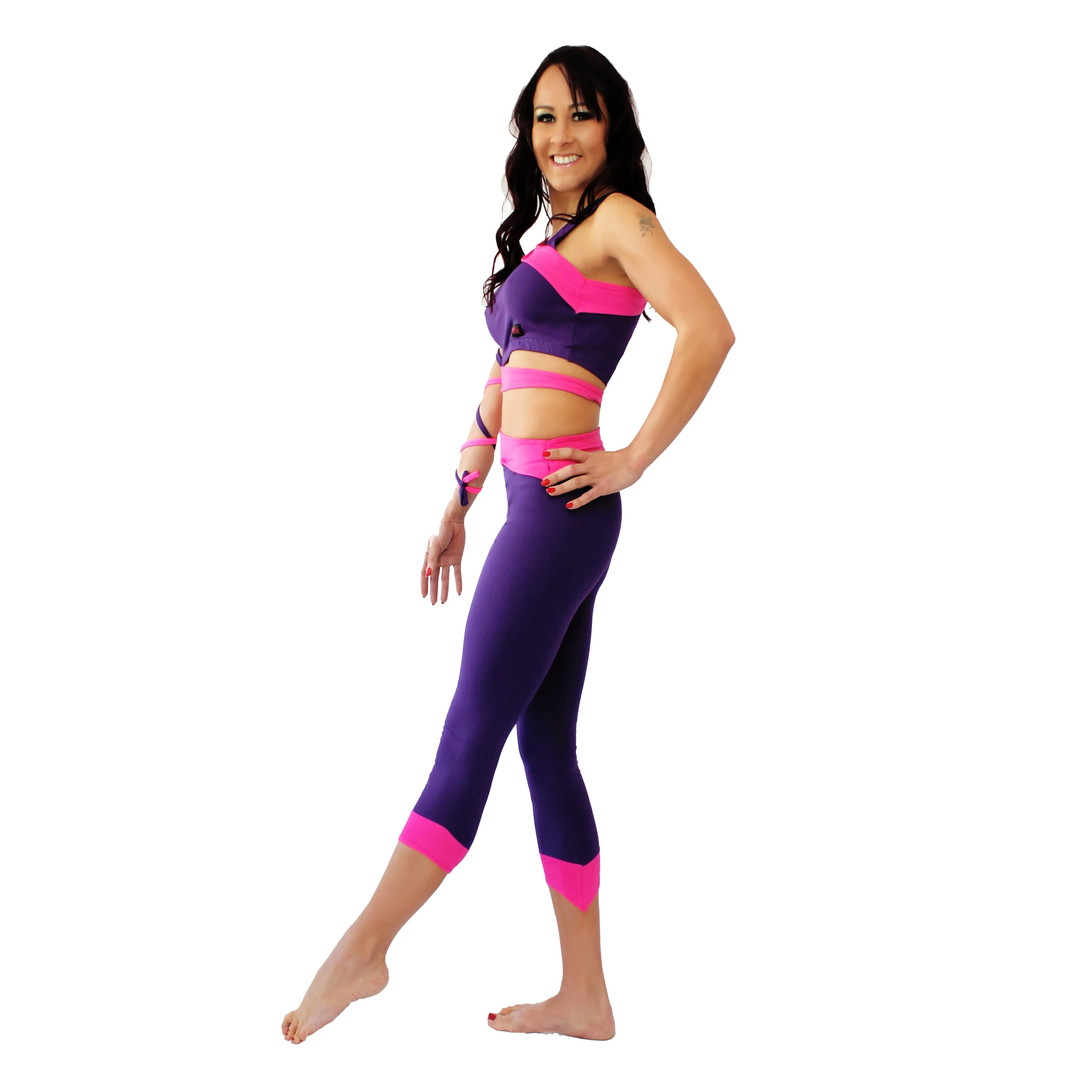 Siren Cropped Leggings - Purple / Pink