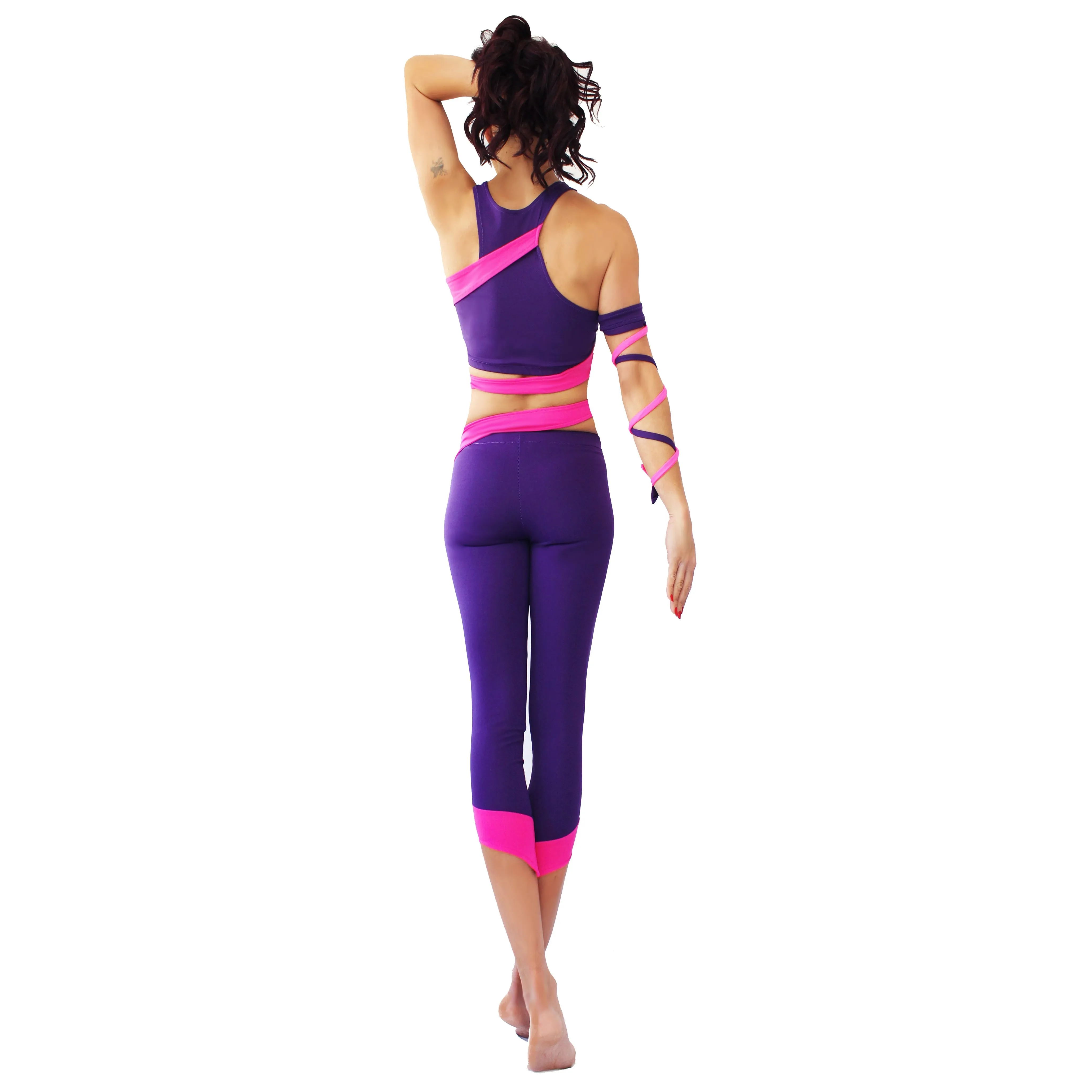 Siren Cropped Leggings - Purple / Pink