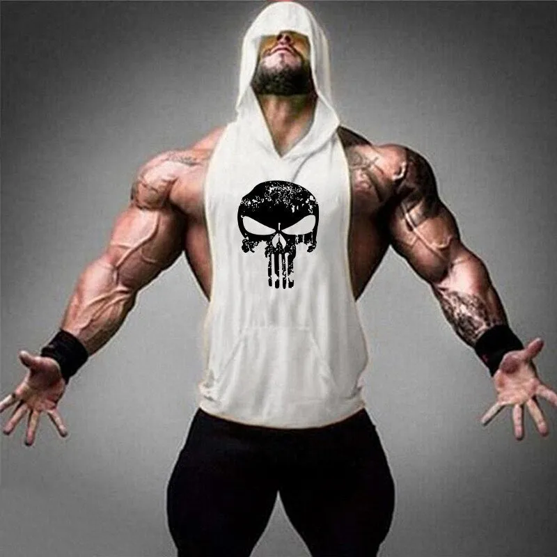 Skull Bodybuilding Stringer Shirt Fitness | Men Gym sleeveless hoodies