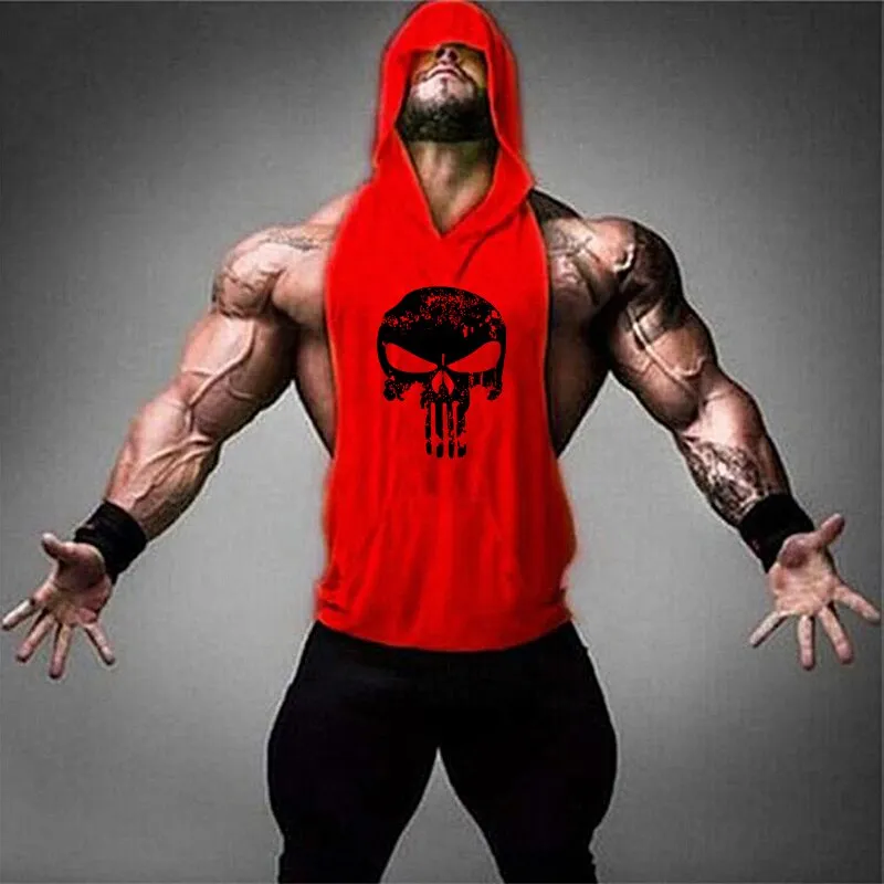 Skull Bodybuilding Stringer Shirt Fitness | Men Gym sleeveless hoodies