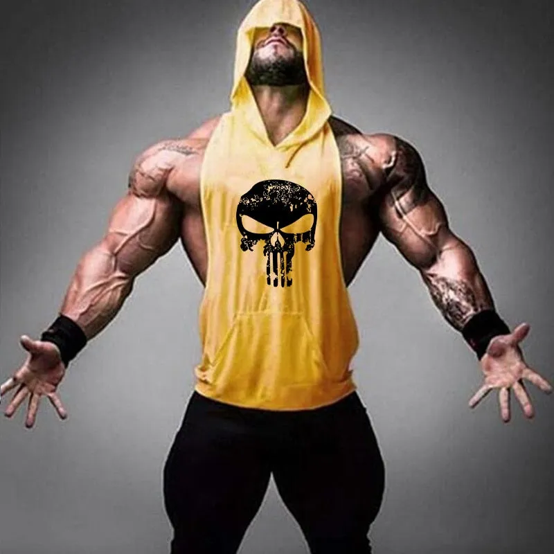 Skull Bodybuilding Stringer Shirt Fitness | Men Gym sleeveless hoodies