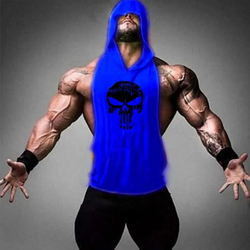 Skull Bodybuilding Stringer Shirt Fitness | Men Gym sleeveless hoodies