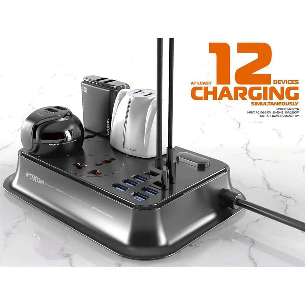 Smart Power Socket 3.4A 6 Usb Ports   2 Pd Type-C   4Eu MX-St07