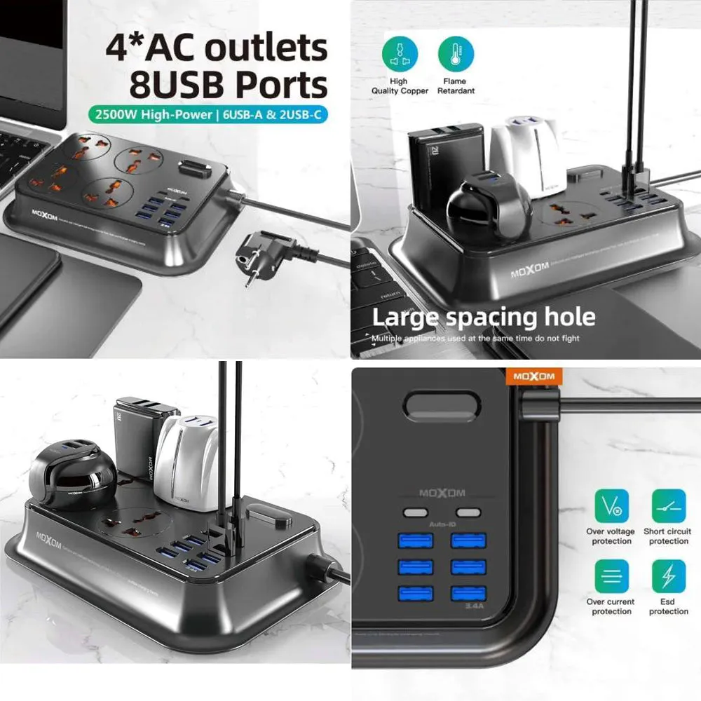 Smart Power Socket 3.4A 6 Usb Ports   2 Pd Type-C   4Eu MX-St07