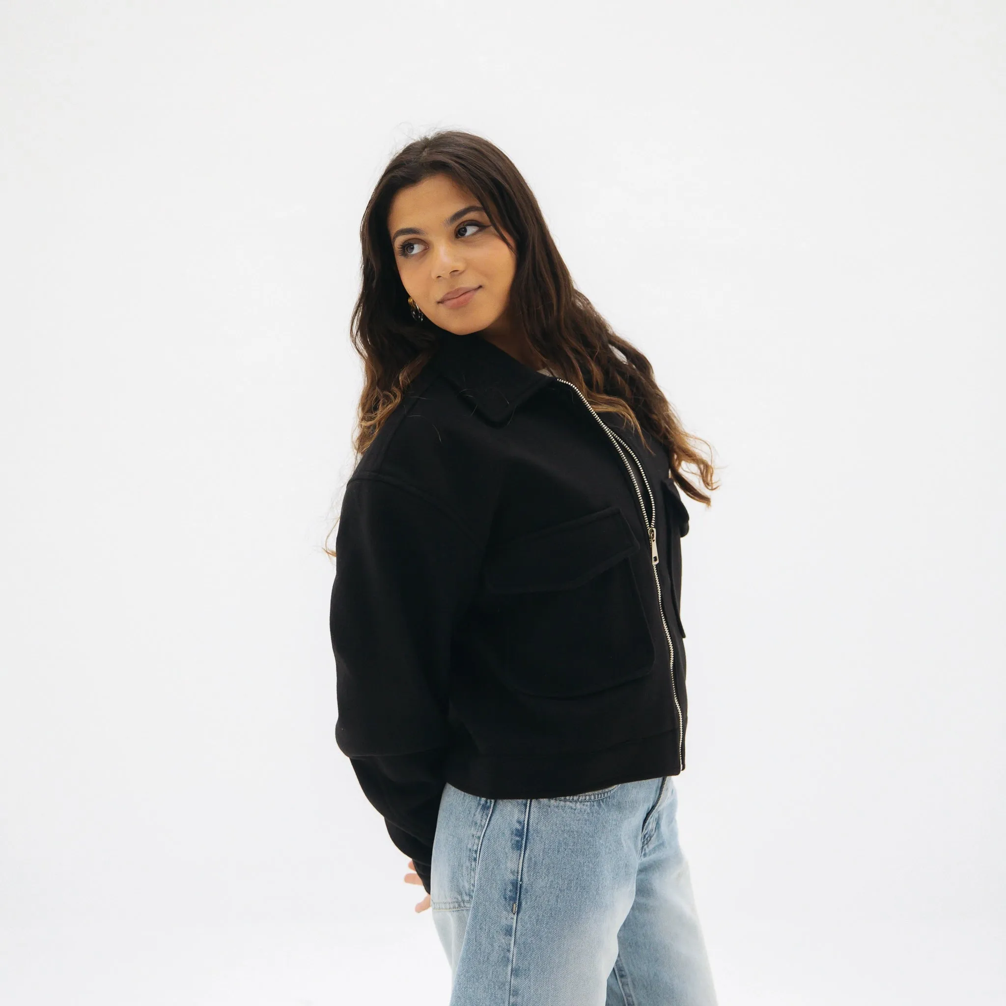 Soft cropped jacket - Black