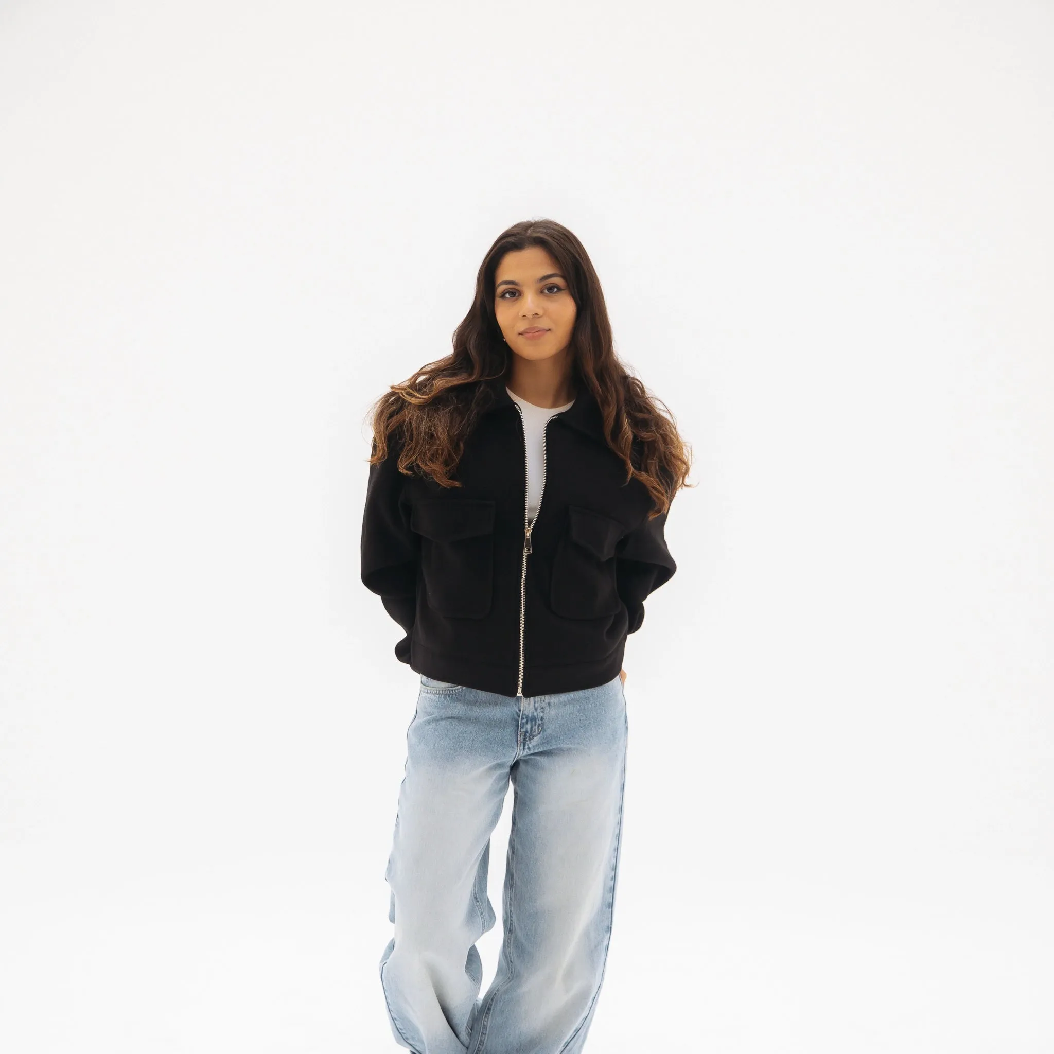 Soft cropped jacket - Black