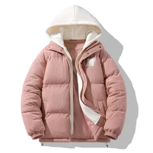 Solid and Thickened Quilted Puffer Jacket for All Seasons