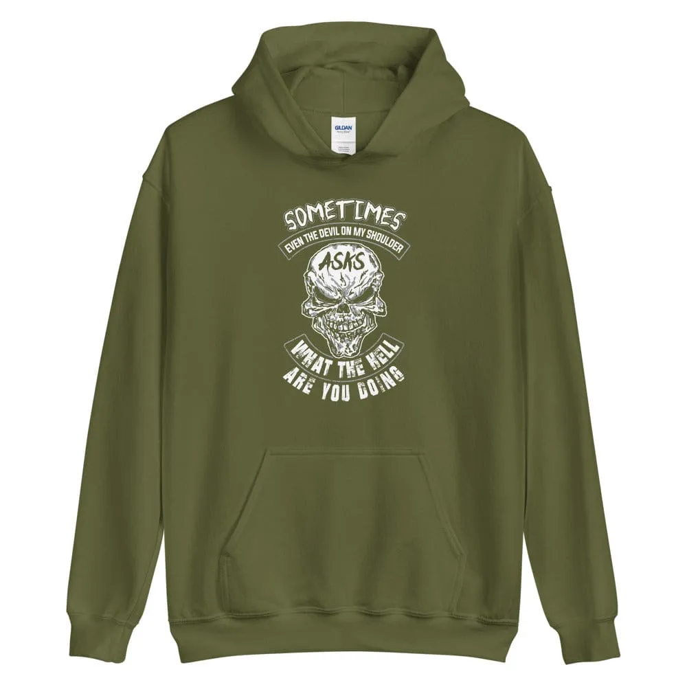 Sometimes Even The Devil On My Shoulder - Skull Hoodie - up to 5XL
