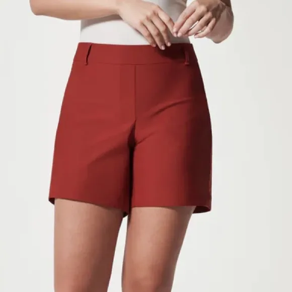 Spanx Large Shorts Sunshine Short 6” in Dark Cherry UPF 50  back pockets NWT