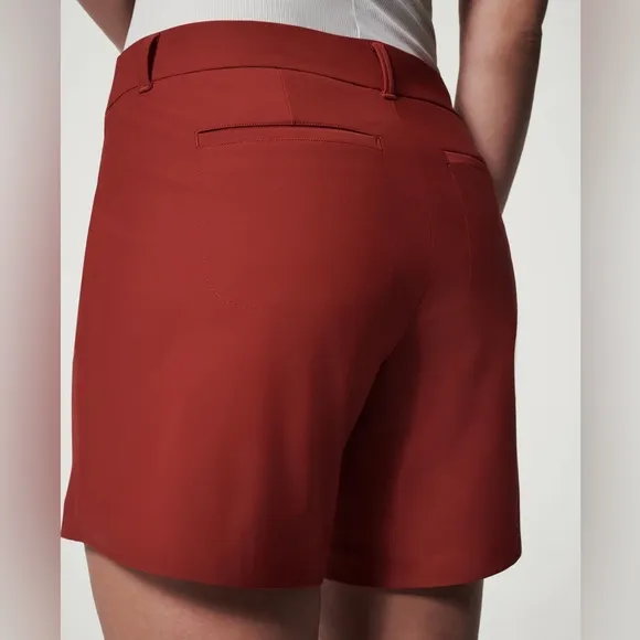Spanx Large Shorts Sunshine Short 6” in Dark Cherry UPF 50  back pockets NWT