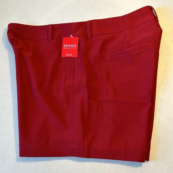Spanx Large Shorts Sunshine Short 6” in Dark Cherry UPF 50  back pockets NWT