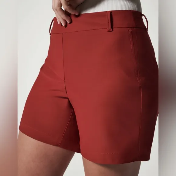 Spanx Large Shorts Sunshine Short 6” in Dark Cherry UPF 50  back pockets NWT