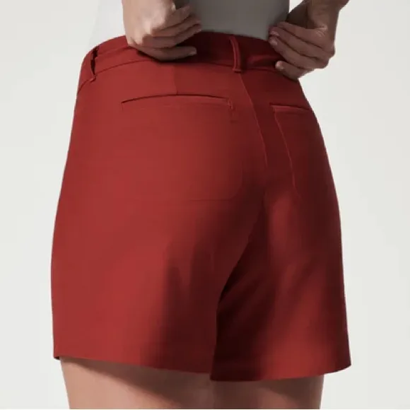 Spanx Large Shorts Sunshine Short 6” in Dark Cherry UPF 50  back pockets NWT