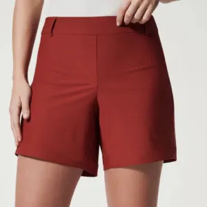 Spanx Large Shorts Sunshine Short 6” in Dark Cherry UPF 50  back pockets NWT