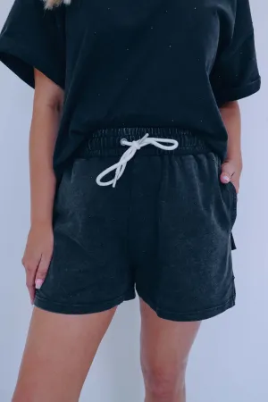 Sparkle On Pocketed Shorts- Black