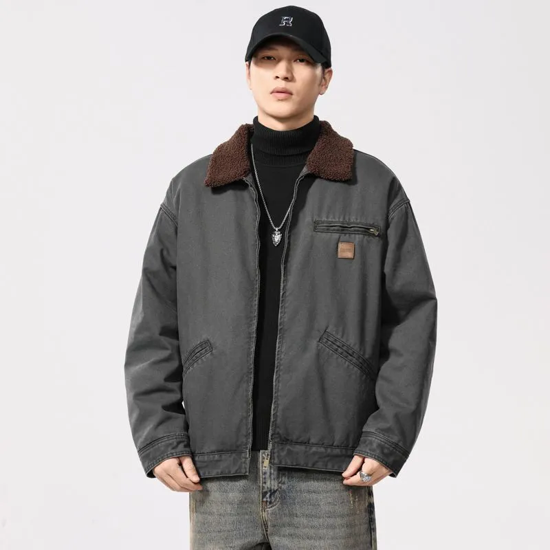 Stain-Resistant Windproof Zip Up Trucker Jacket for Men