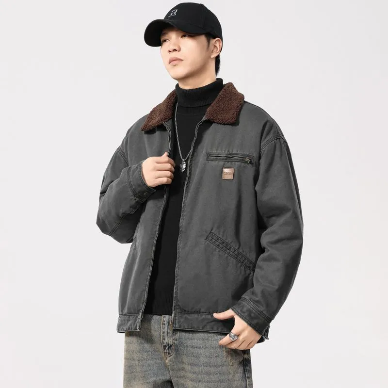 Stain-Resistant Windproof Zip Up Trucker Jacket for Men