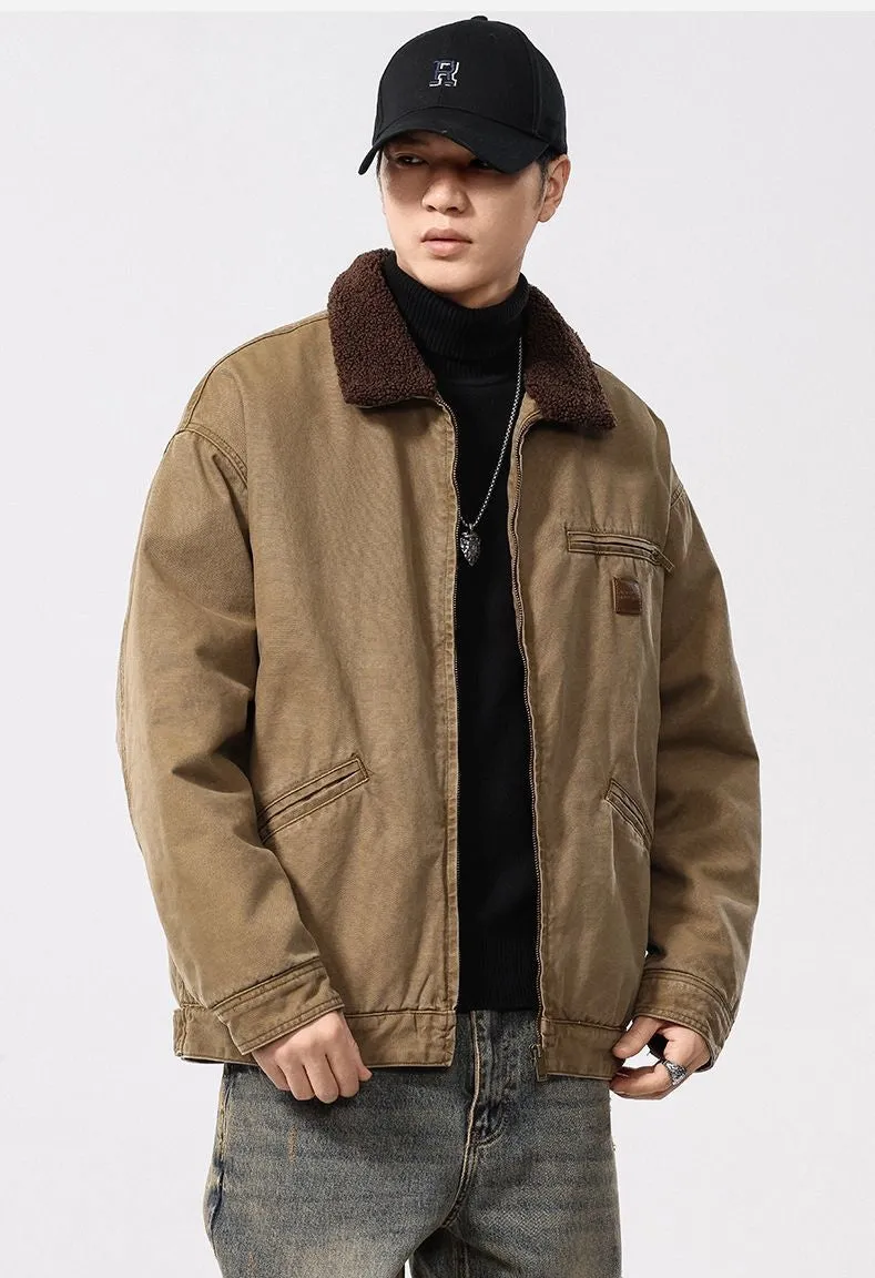 Stain-Resistant Windproof Zip Up Trucker Jacket for Men