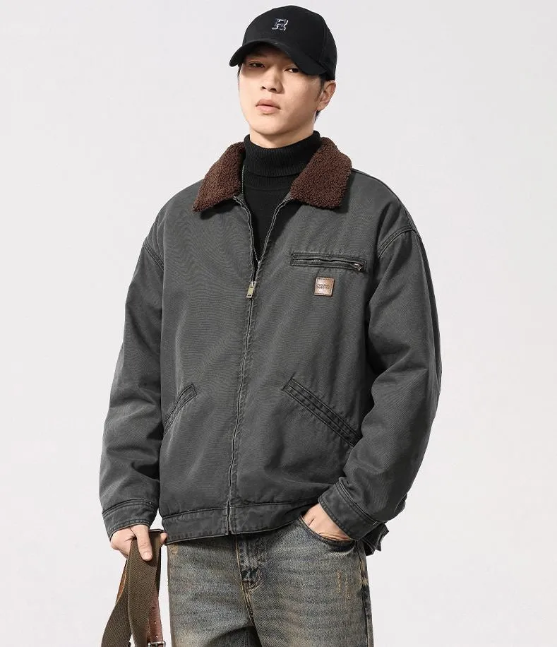 Stain-Resistant Windproof Zip Up Trucker Jacket for Men