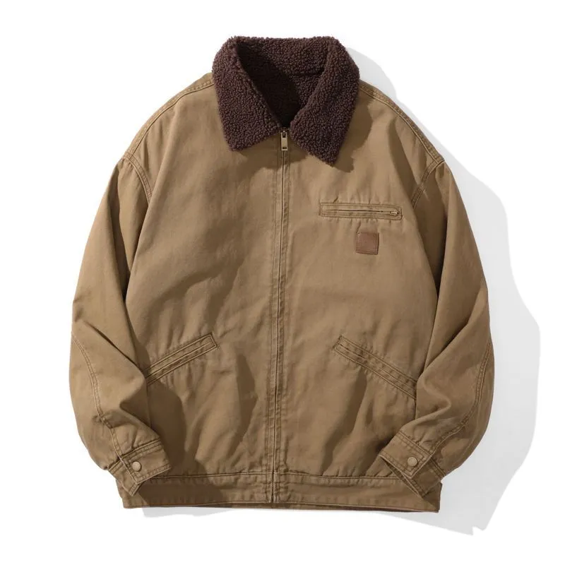 Stain-Resistant Windproof Zip Up Trucker Jacket for Men
