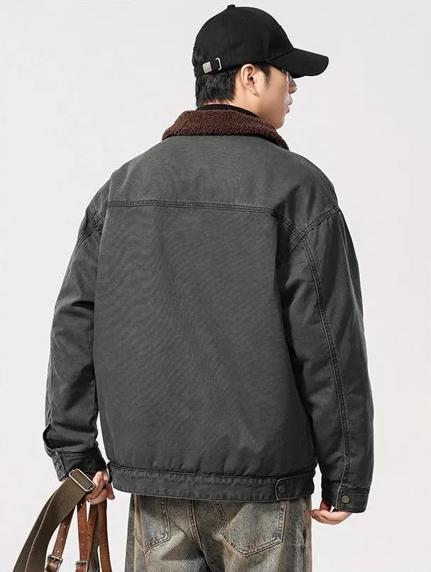 Stain-Resistant Windproof Zip Up Trucker Jacket for Men