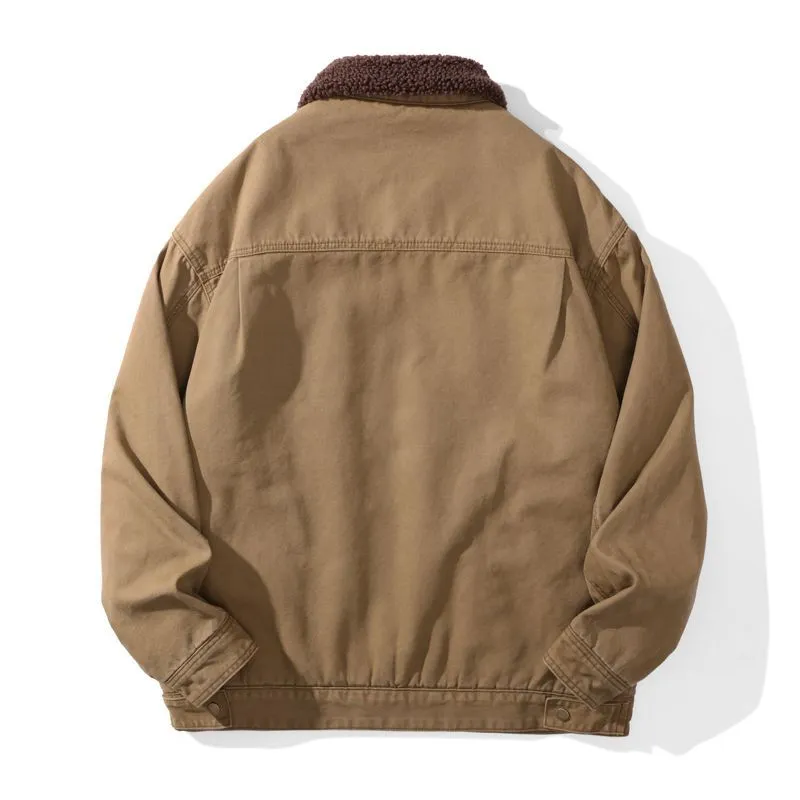 Stain-Resistant Windproof Zip Up Trucker Jacket for Men