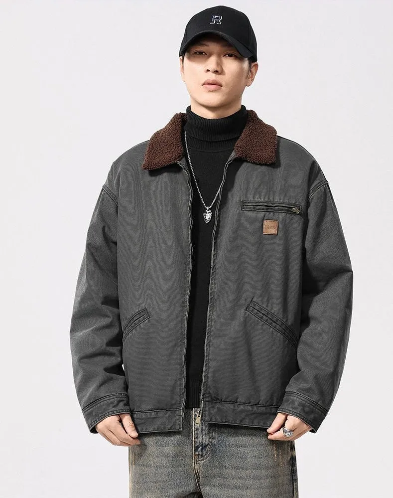 Stain-Resistant Windproof Zip Up Trucker Jacket for Men