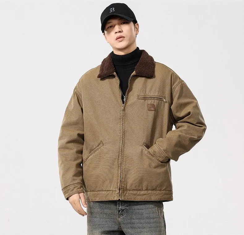 Stain-Resistant Windproof Zip Up Trucker Jacket for Men